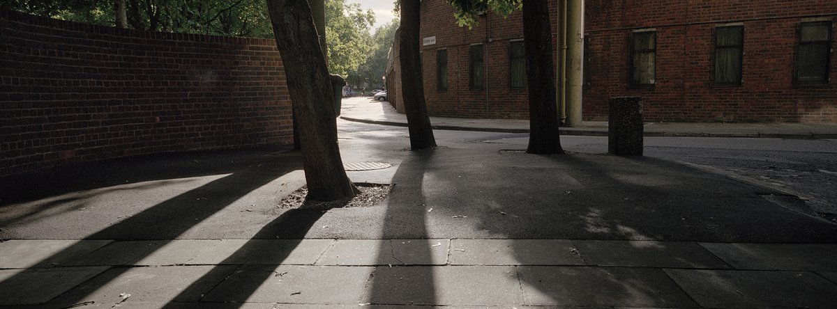 Bollards casting shadows